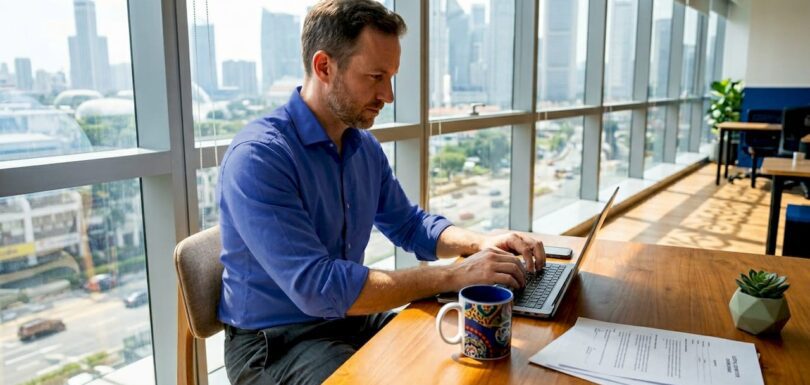 Entrepreneur registering company in Singapore office