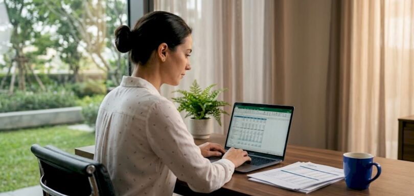Accountant working on compliance in Singapore office