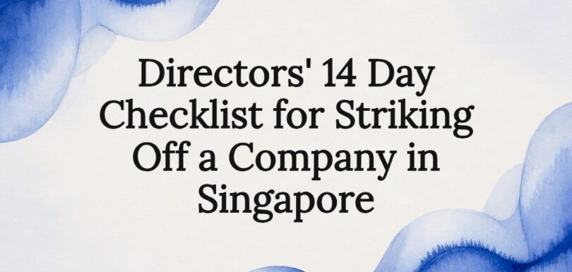 Decorative Singapore company closure title card