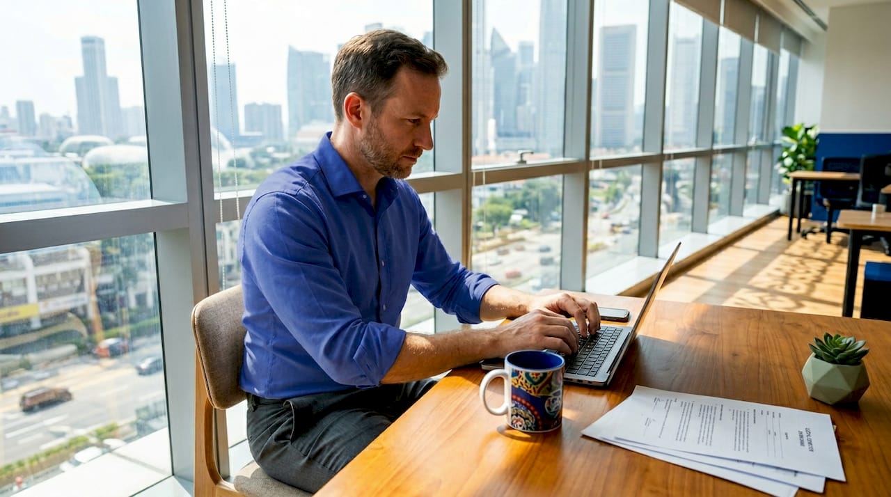 Entrepreneur registering company in Singapore office