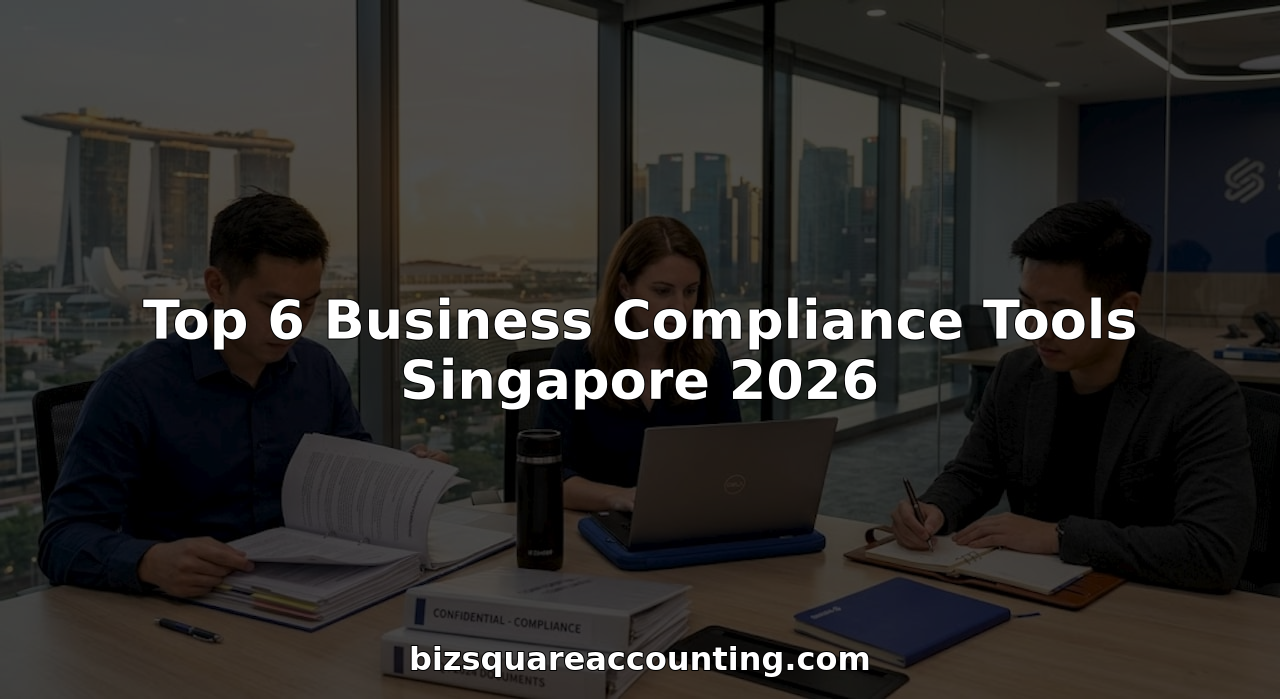 Business team reviewing compliance documents in Singapore office