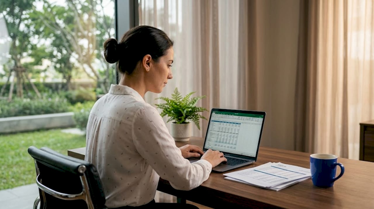 Accountant working on compliance in Singapore office