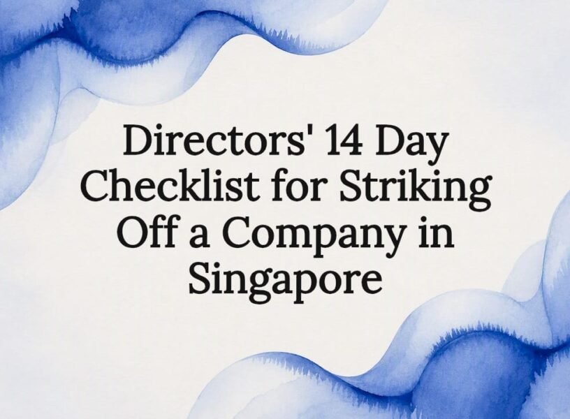 Decorative Singapore company closure title card
