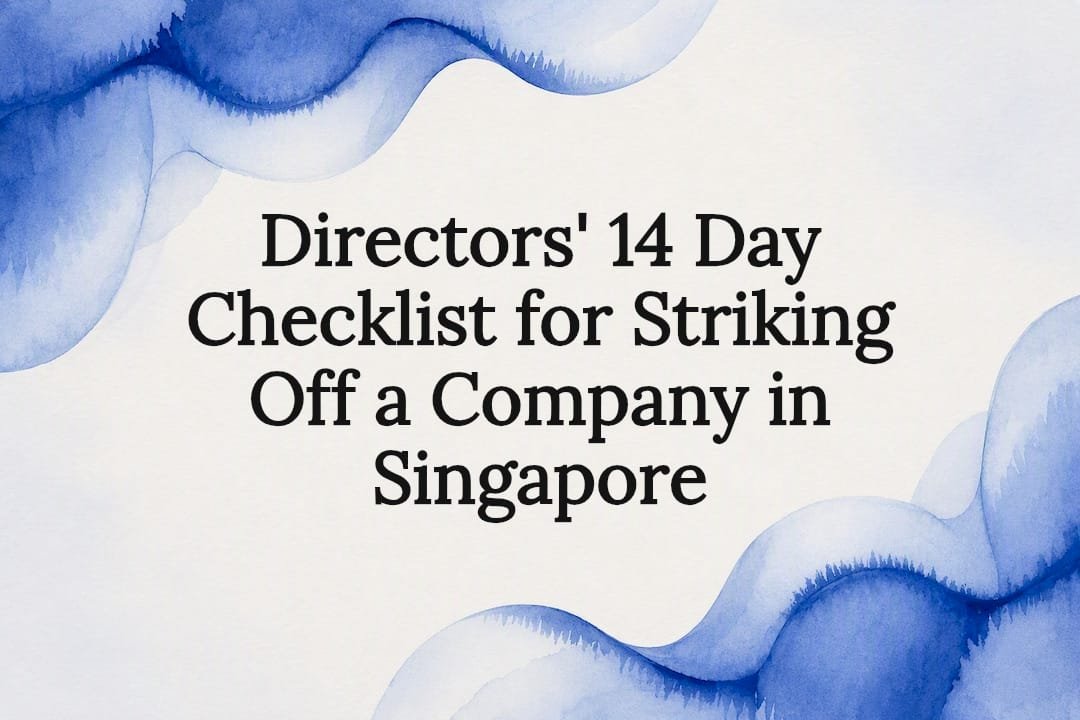 Decorative Singapore company closure title card