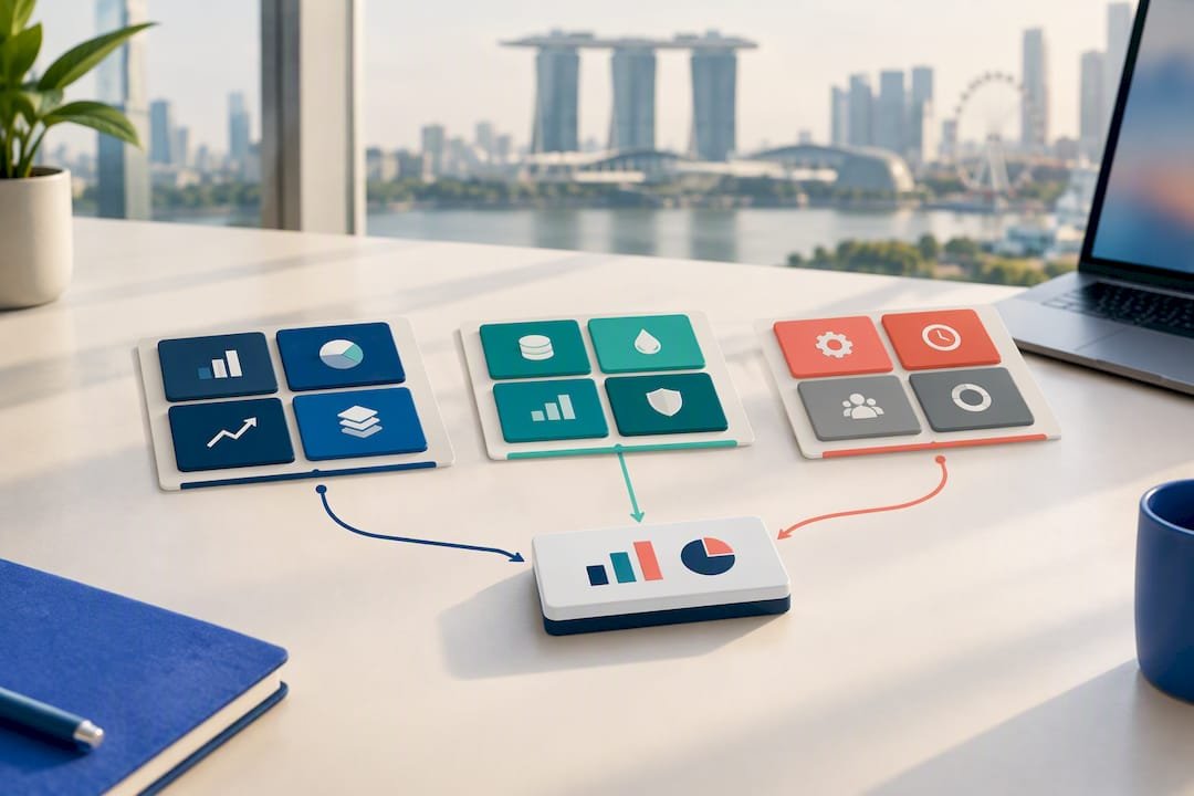 Grouped KPI tiles forming board-ready dashboard