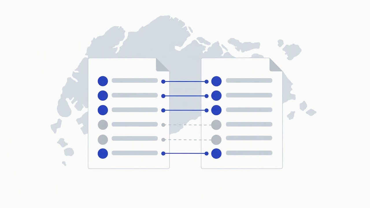 Illustration of Singapore company documents aligning