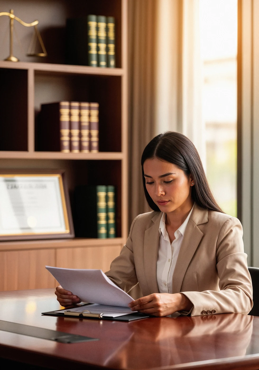 Professional reviewing corporate documents